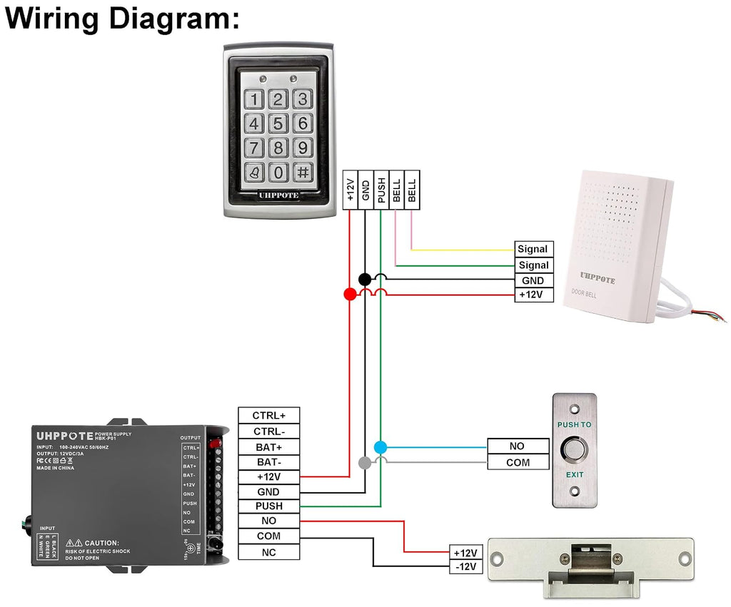 uhppote metal shell rfid 125khz door access control showing dimensions