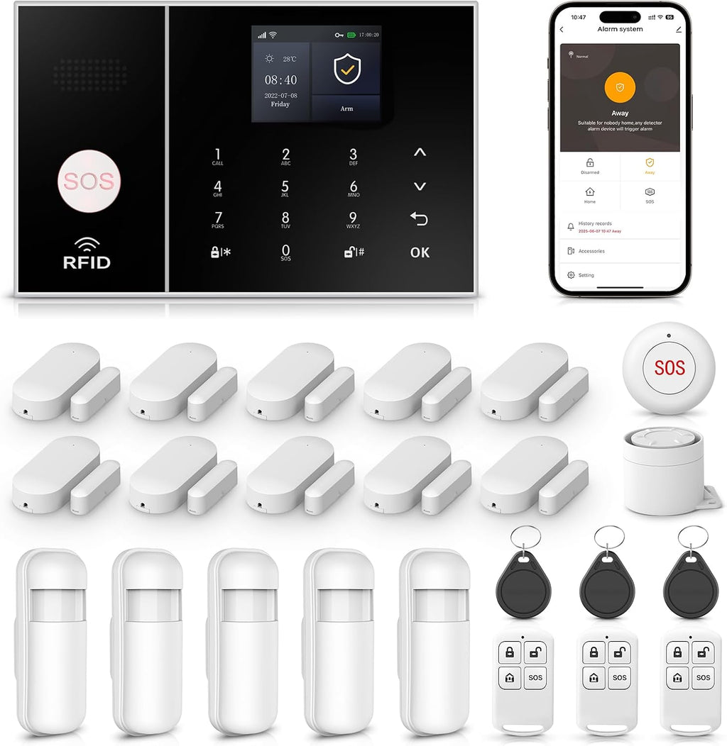 LWOHSI A108F Alarm System for Home Security, WiFi+GSM 4G DIY Alarm Kit