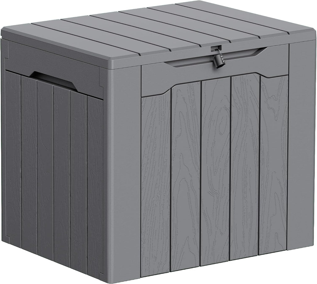 Greesum 33 Gallon Resin Deck Box All Weather Outdoor Storage Boxes, Gray