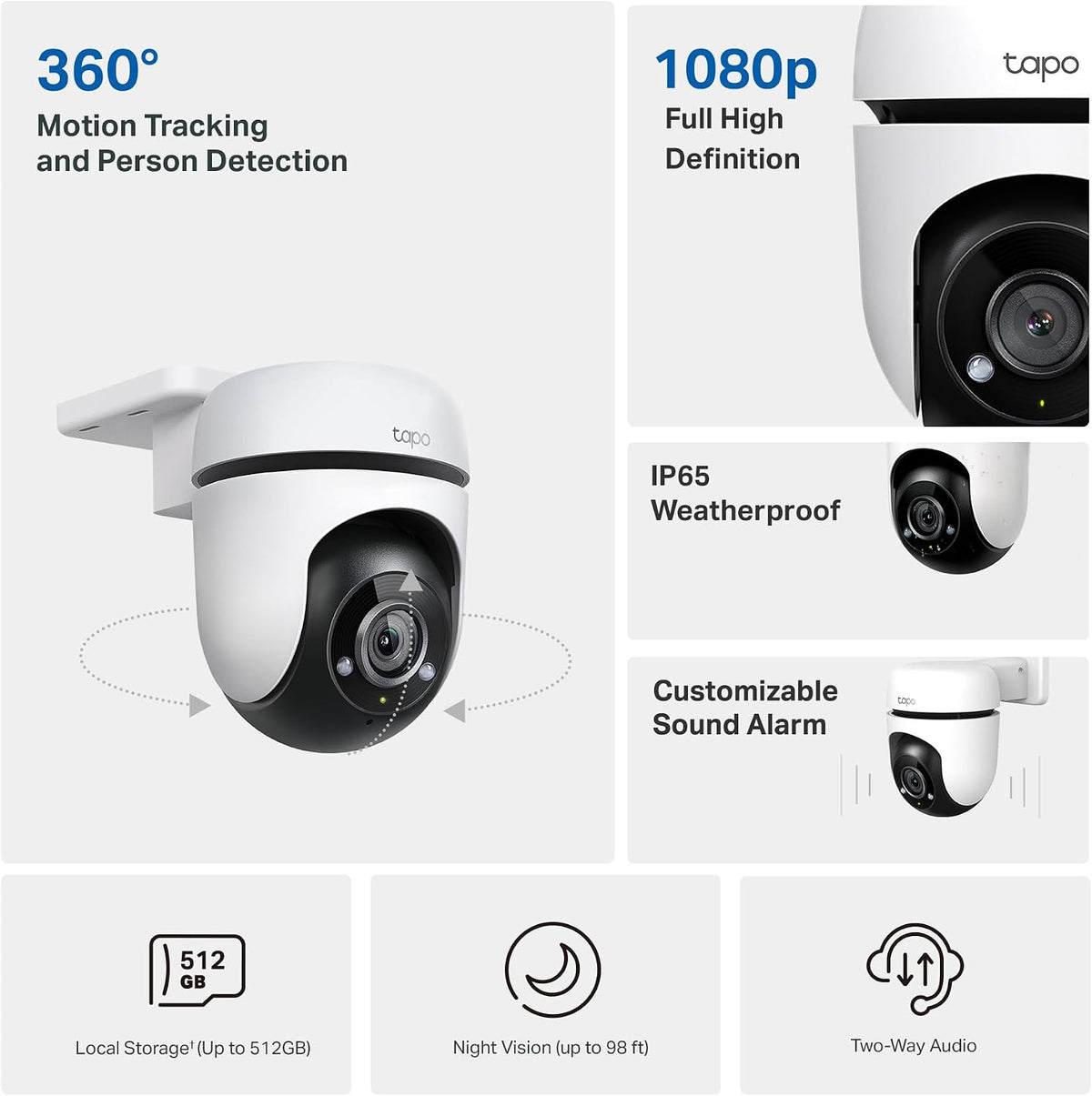 tp-link tapo 1080p outdoor wired pan/tilt security camera shown in use