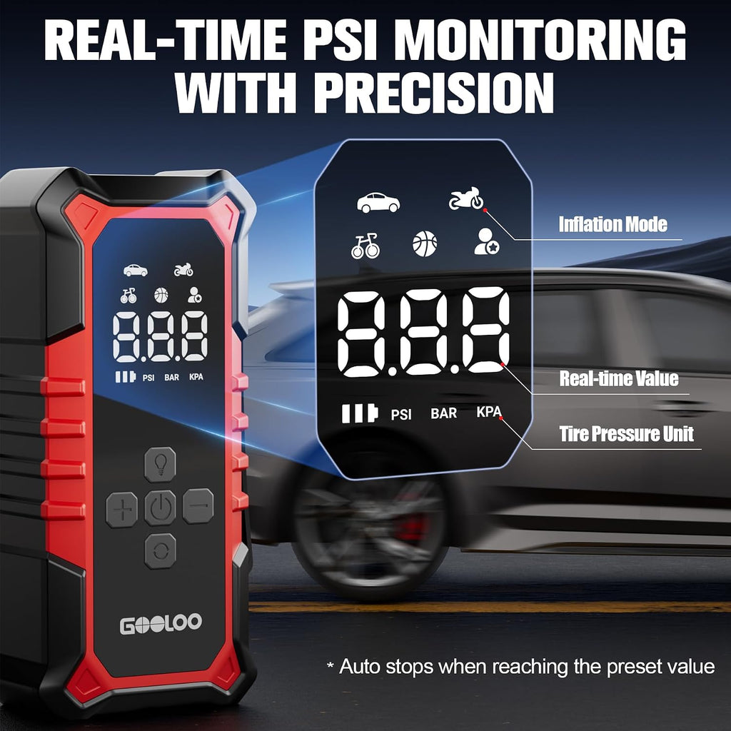 GOOLOO A6 Gear 160 PSI & 7500mAh Tire Inflator Portable Air Compressor
