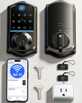 Veise VE017G WiFi Smart Keyless Entry Lock for Front Door, Matte Black