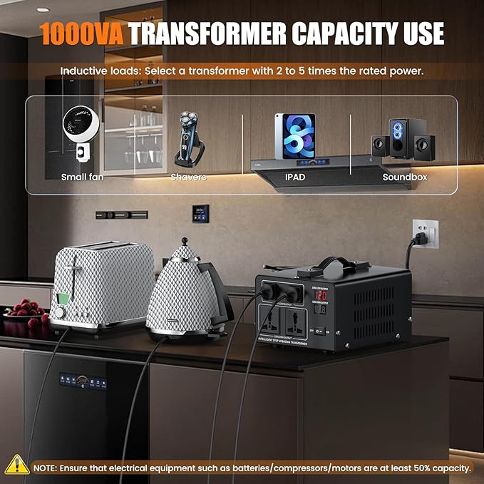 1000W Voltage Converter Transformer Step Up 110V/120V to220V/240V or Step Down
