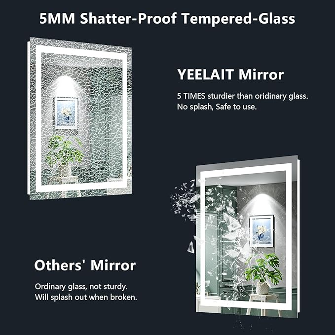 YEELAIT 30x30 Inch LED Bathroom Mirror