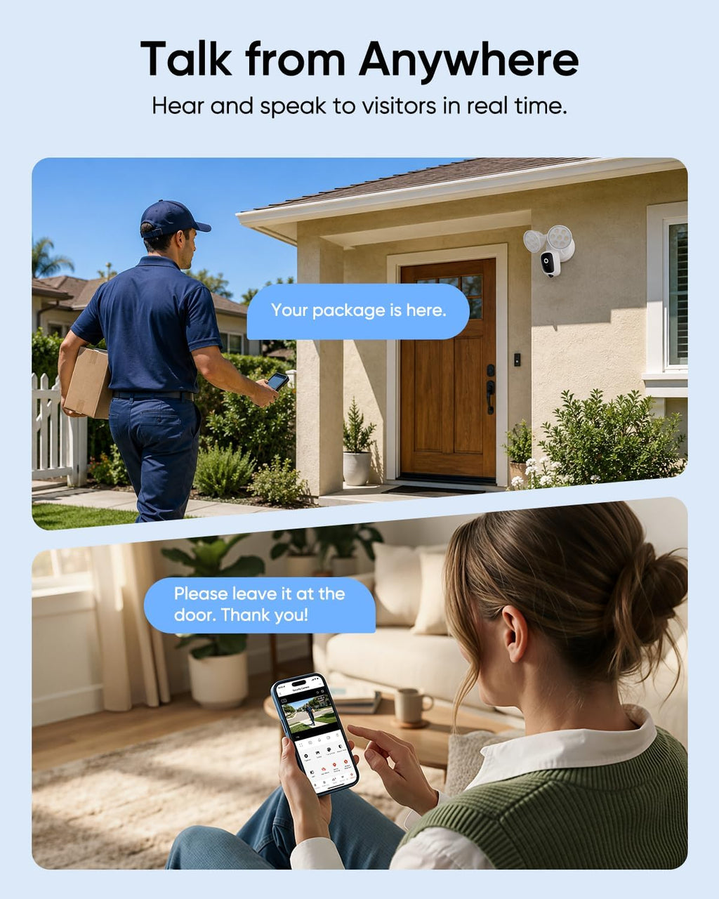 2k floodlight camera, 3000k hardwired smart security camera on a desk or shelf