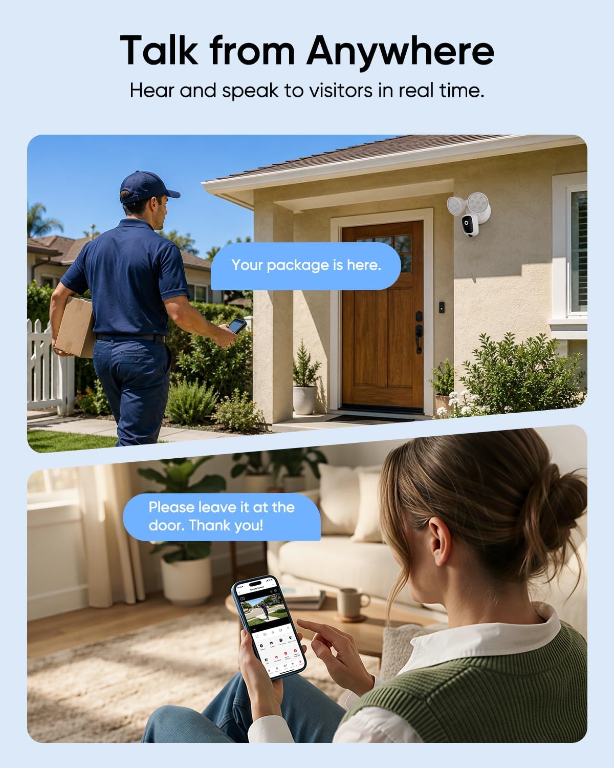2k floodlight camera, 3000k hardwired smart security camera on a desk or shelf