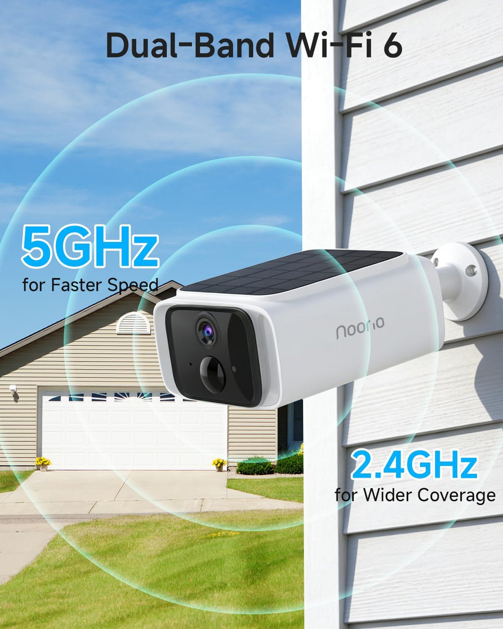 noorio sb400 2k solar security camera, wireless outdoor shown in use