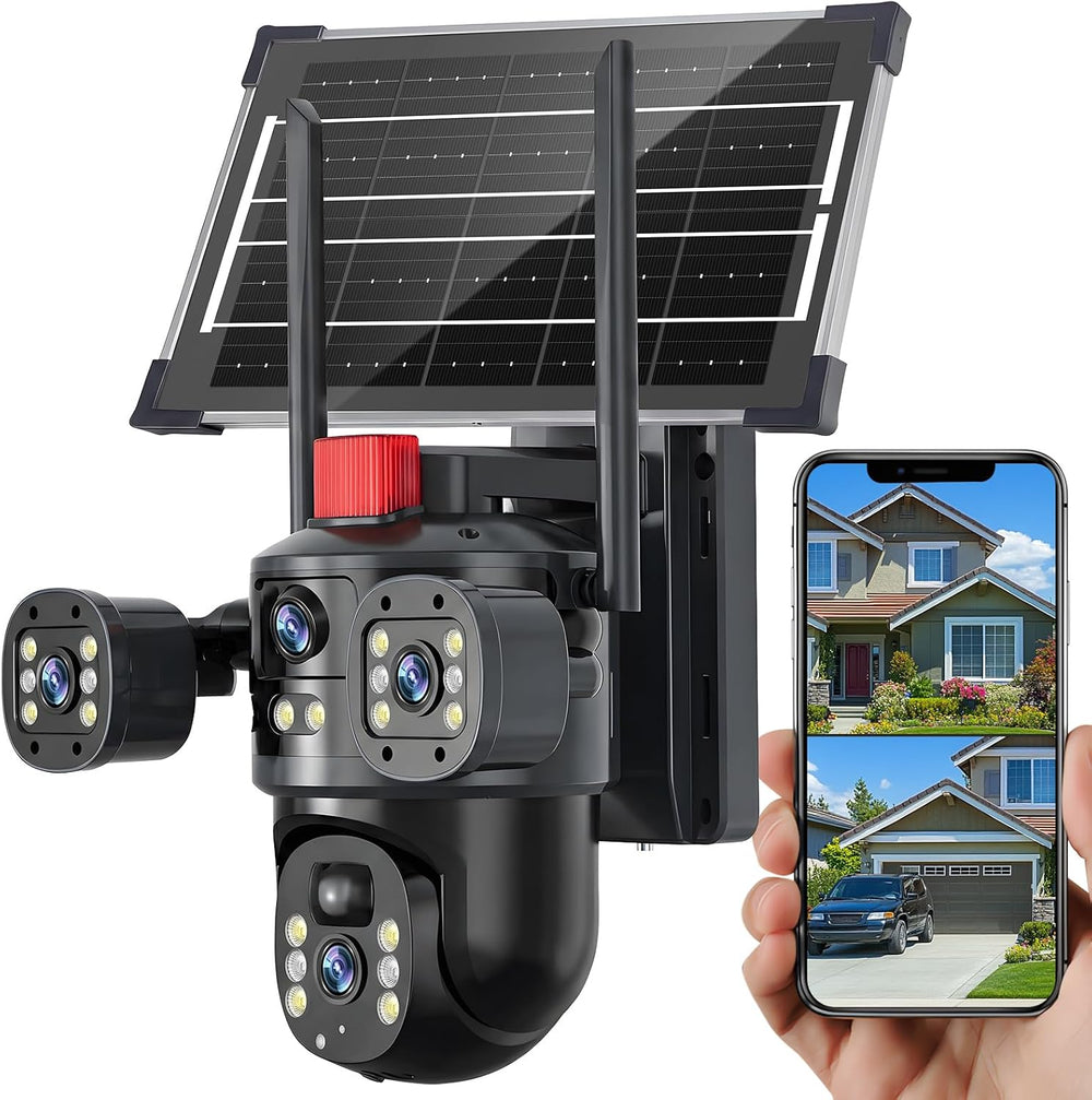 KEPEAK Solar Security Camera Outdoor Wireless, Dual Lens PTZ WiFi Camera 2.4G...