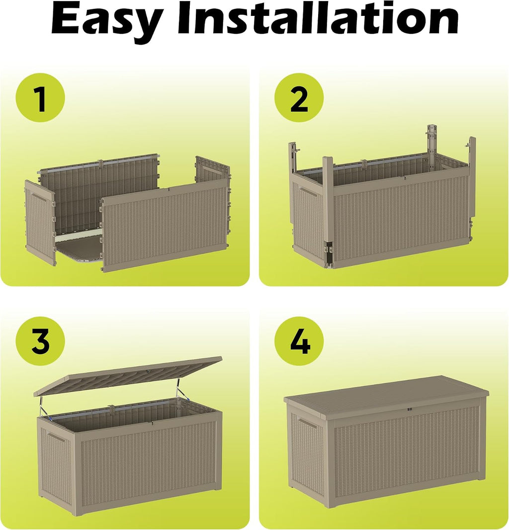 rojik 340 gallon deck box outdoor waterproof,weatherproof outdoor on a desk or shelf