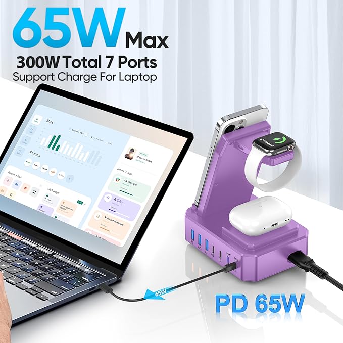 300W Charging Station for Multiple Devices Apple, Zutspzss 10 in 1 Wireless