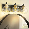 METWET Bathroom Light Fixtures, 3-Light Black and Gold Bathroom Vanity Light