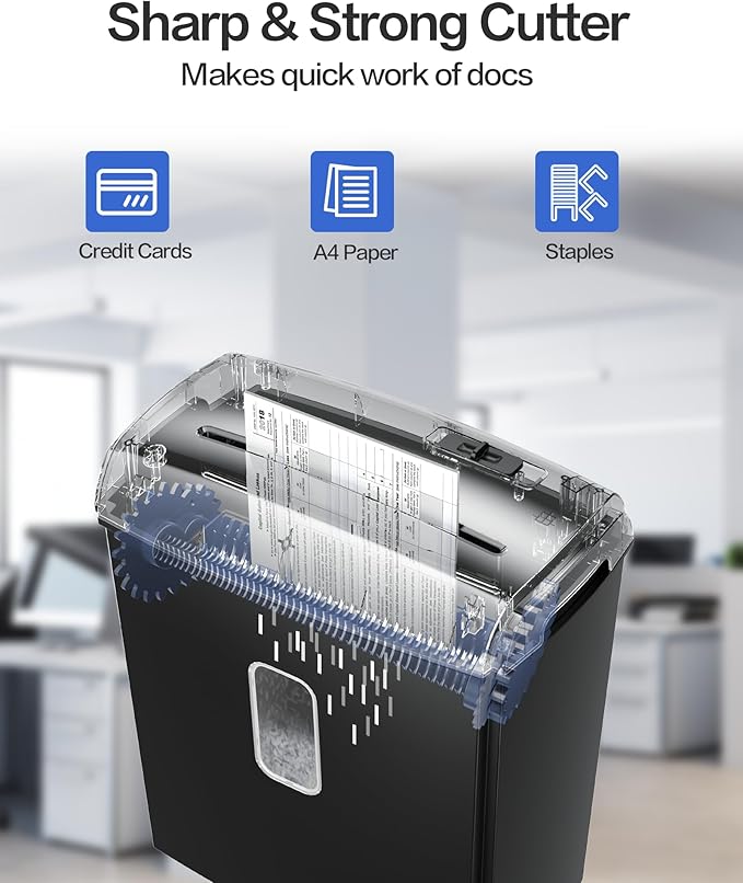 Locksworth 8-Sheet Micro-Cut Paper Shredder, P4 High Security, 4 Gallon Bin