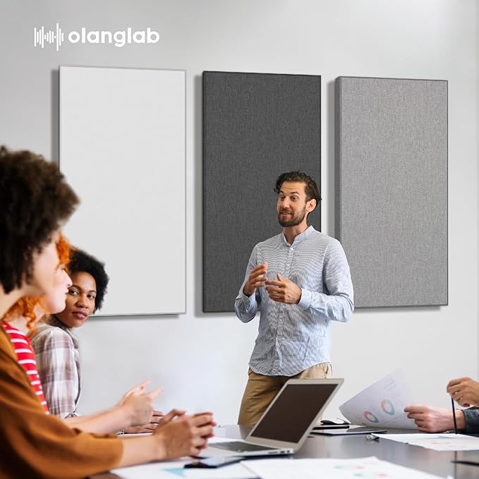 Olanglab Sound Absorbing Acoustic Wall Panels 2 Pack, Large Fabric Wrapped