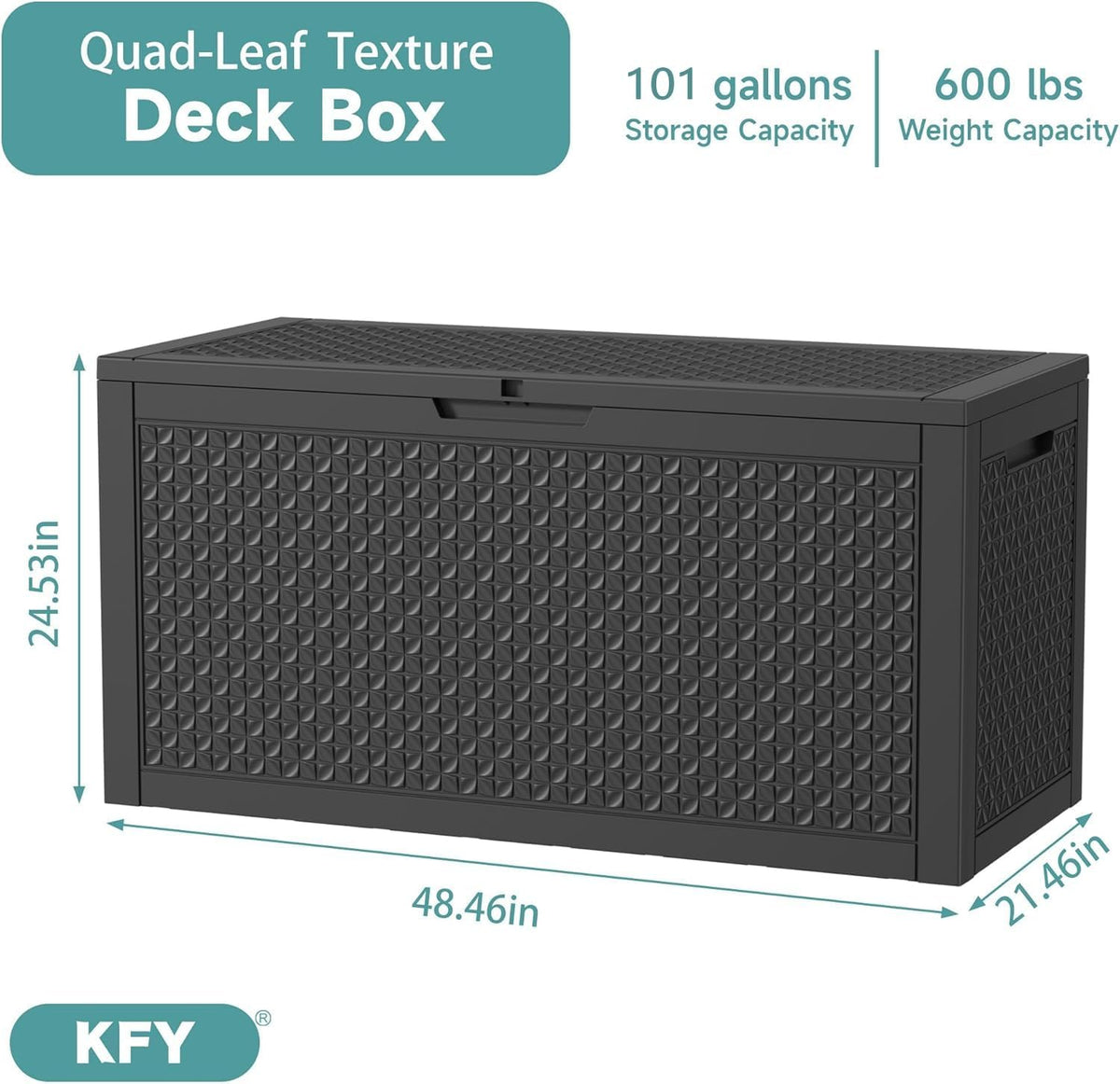 101 gallon waterproof outdoor storage box, uv resistant shown in use