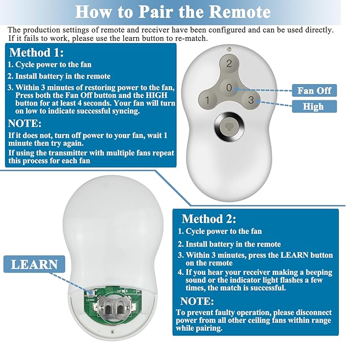 Universal Ceiling Fan Remote Control Kit, Replacement