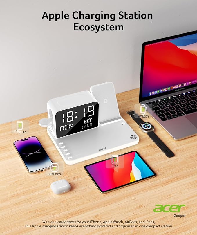 Acer 7-in-1 Wireless Charging Station - 30W Fast Wireless Charger