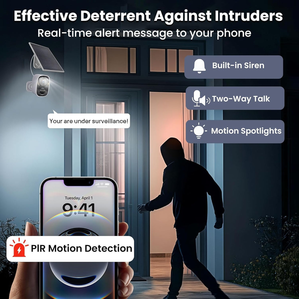 2.4g&5g solar security cameras wireless outdoor with free on a desk or shelf