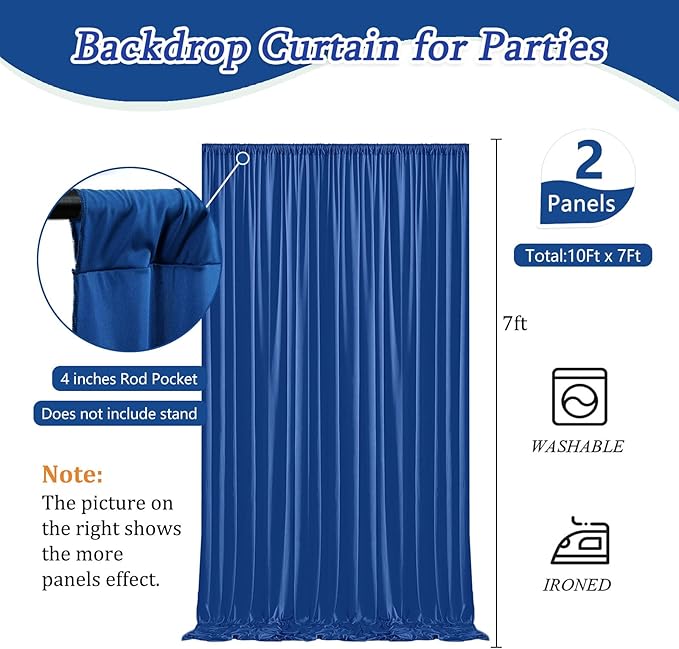 10 x 7 Feet Blue A Backdrop Curtain for Partie, Background Curtains for Photoshoot, Birthday, Wedding, Halloween, Thanksgiving, Christmas Day, New Year Party Decorations 5Ft x 7Ft, 2 Panels