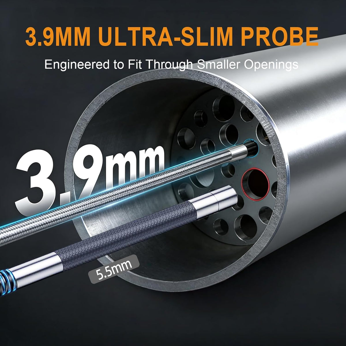 3.9mm 4-way articulating borescope with light, 5" ips, close-up detail