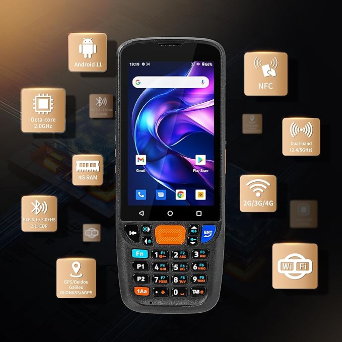 NETUM Android 11 Handheld Barcode Scanner Terminal Mobile Computer, Wi-Fi 4G BT
