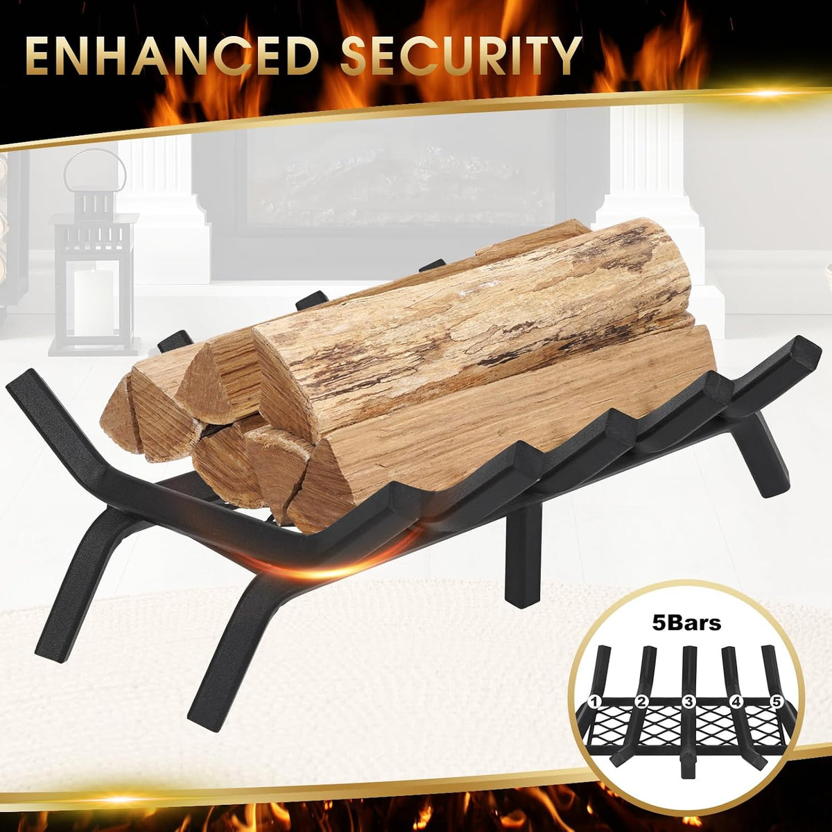 Good GAIN Fireplace Grate 20in Heavy Duty w/Ember Retainer,Fire Log Grates