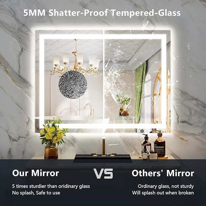 YEELAIT 40x30 Inch LED Bathroom Mirror