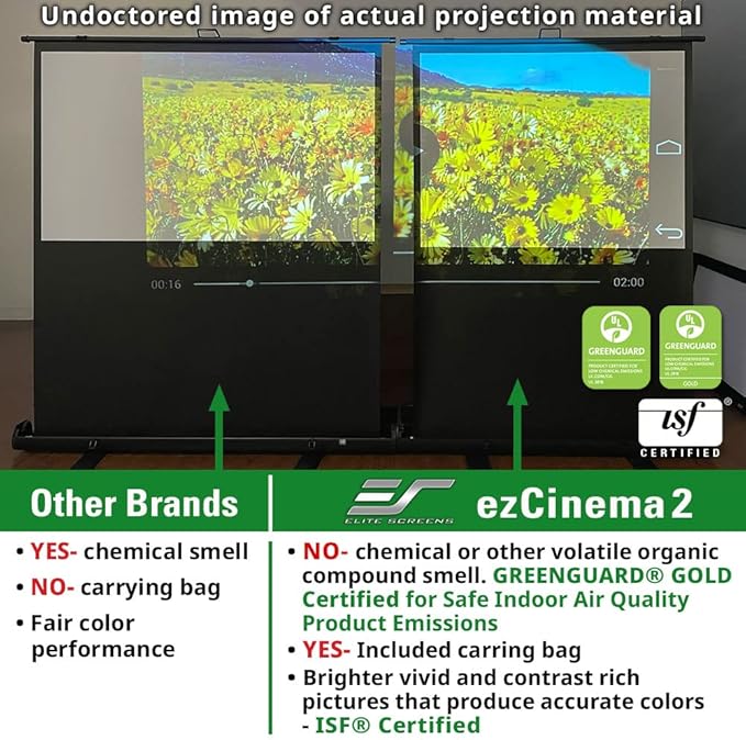 Elite Screens ezCinema 2, 70-inch 16:9, Manual Floor Pull Up Scissor Backed