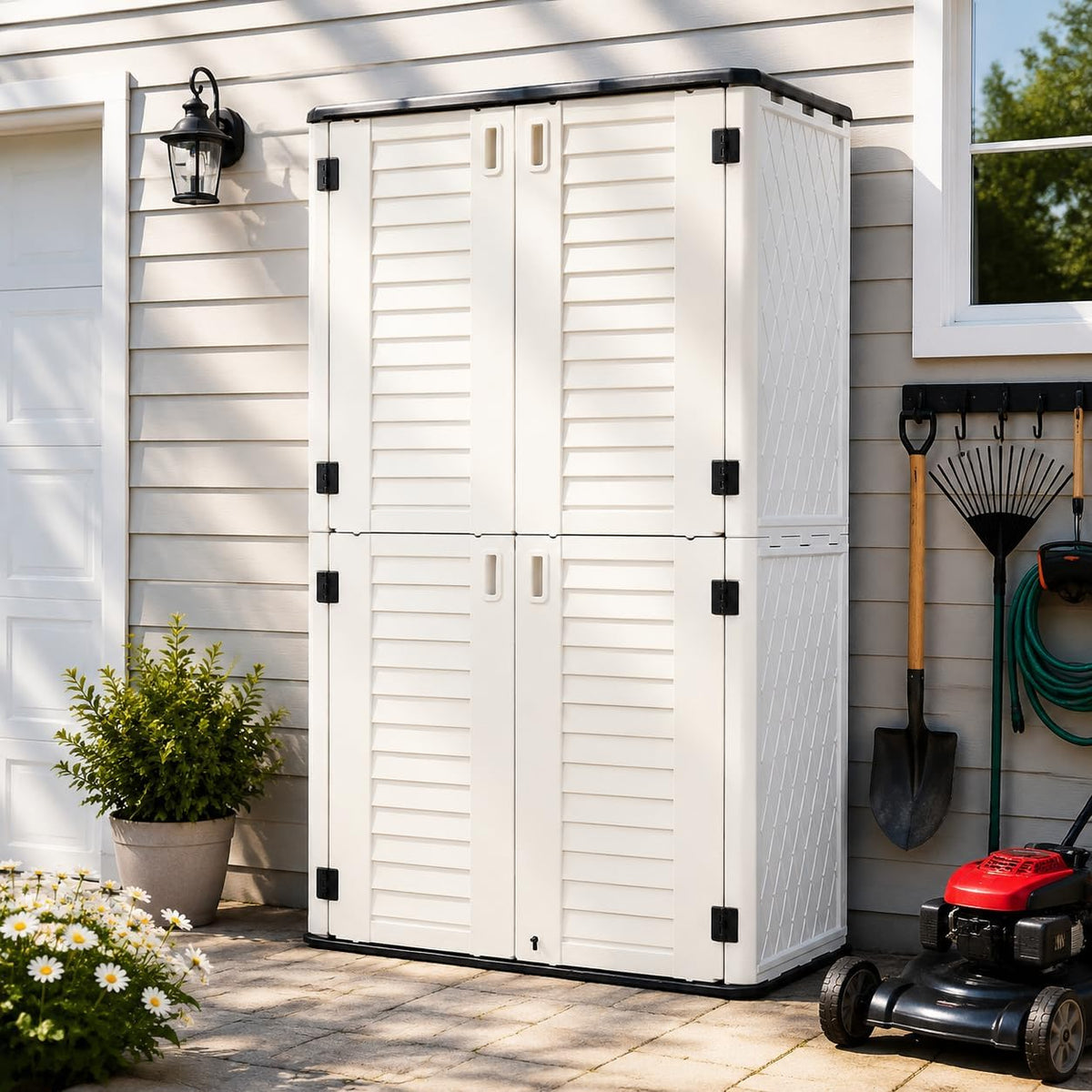 ADDOK 66 Cu.Ft Outdoor Storage Shed,Resin Storage Cabinet with Floor