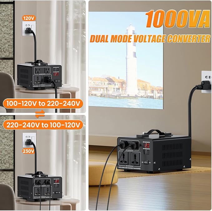 1000W Voltage Converter Transformer Step Up 110V/120V to220V/240V or Step Down