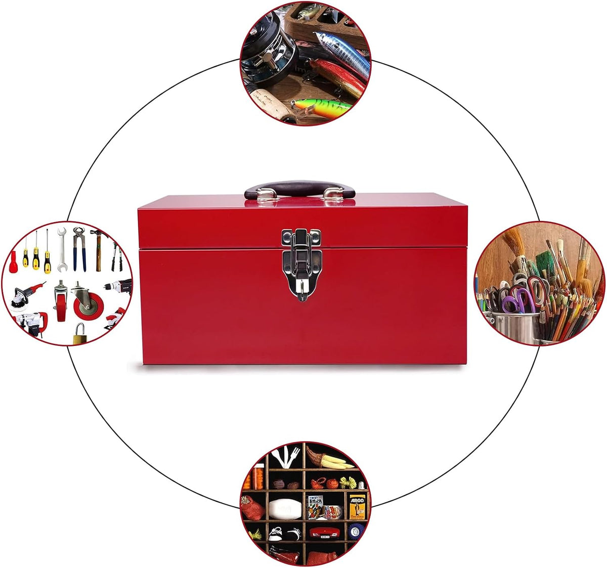16" small tool box mini toolbox small metal, close-up detail