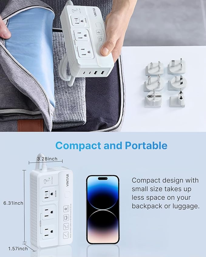 220V to 110V Voltage Converter, VINTAR 2000W Travel Converter