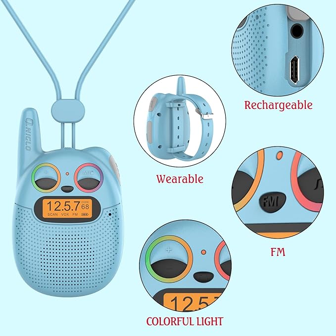 Qniglo Walkie Talkies for Kids Rechargeable, Christmas Birthday Gifts for Boys