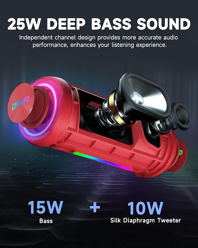 OHAYO Bluetooth Speaker, Portable Wireless, IPX7 Waterproof, Powerful 25W Sound