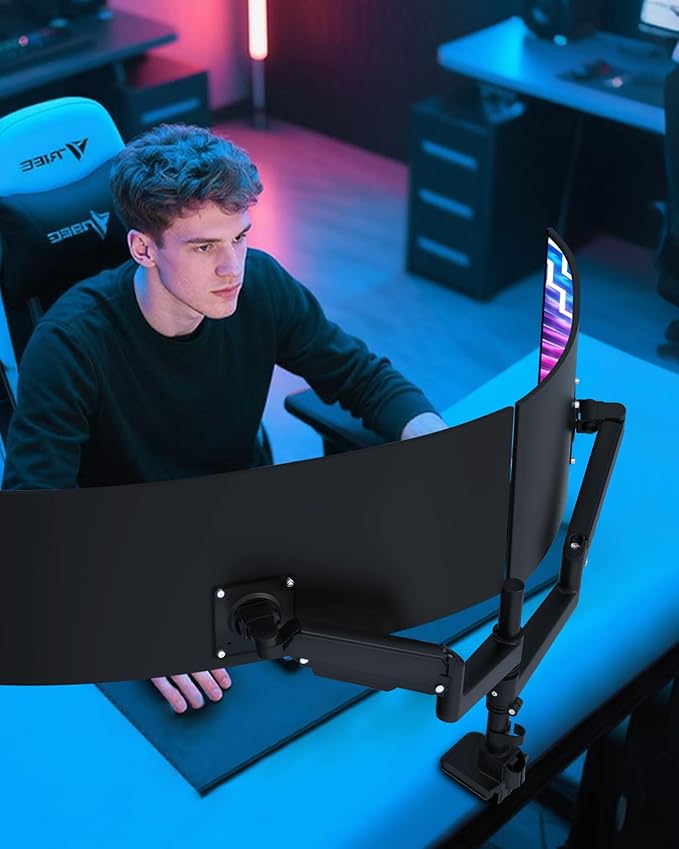Ergounion Dual Monitor Arm for 13-49 Inch Ultrawide Screens, Heavy Duty Monitor