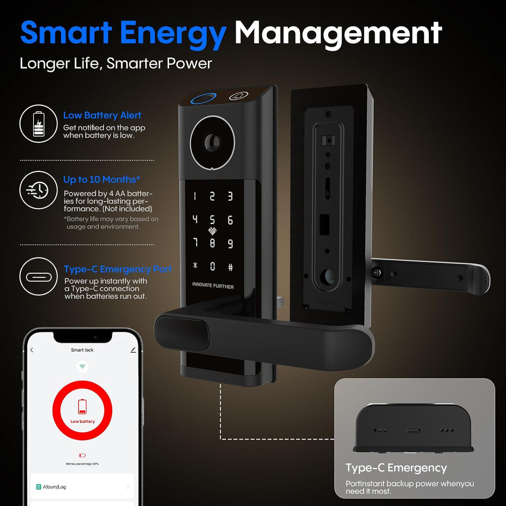 Smart Door Lock with Video Doorbell & Fingerprint,Security Front Door Locks