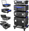 AIRAJ 4 Tier Rolling Tool Box with Wheels, 18” Stackable Tool Box Organizer