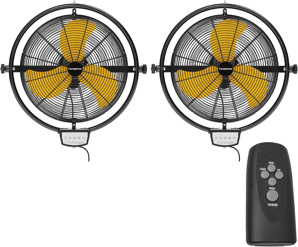 2 PCS 20 IN 5500 CFM Remote Control Wall Mount Fan, 3 Speed High Velocity Wall