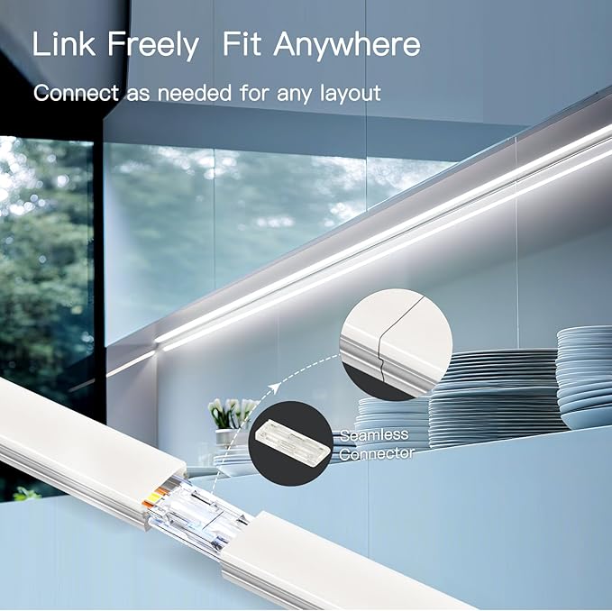 V4light Plug in Under Cabinet Lighting, 6 Pack 12 Inch Ultra-Slim LED Light Bars