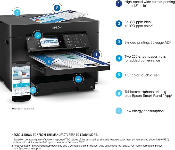 Epson Workforce Pro WF-7840 Wireless All-in-One Wide-Format Printer