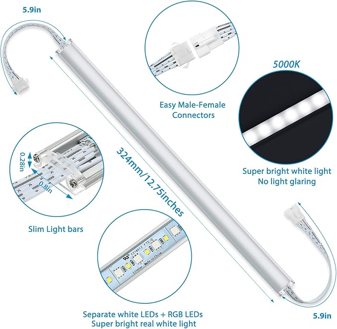 Under Cabinet LED Lights Kit. RGB Color Changing & Super Bright White Lighting.