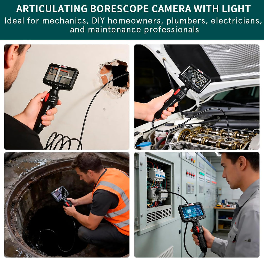 0.24 in ultra mini two-way articulating borescope camera, side view