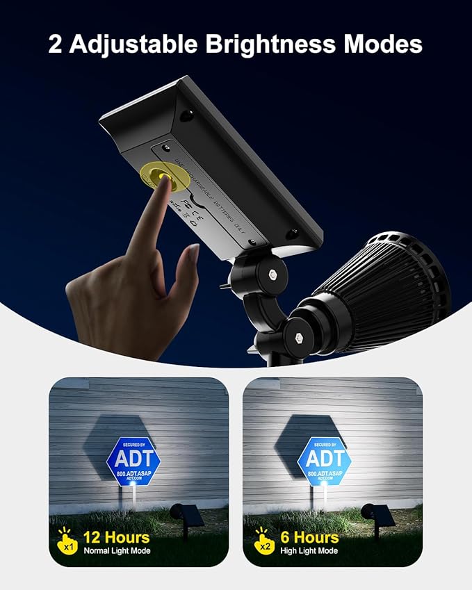 2 Pack Solar Spotlights Outdoor Waterproof