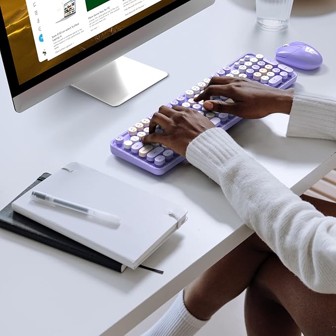 MOFII Wireless Keyboard and Mouse Combo, 2.4GHz Retro Full-Size Keyboard