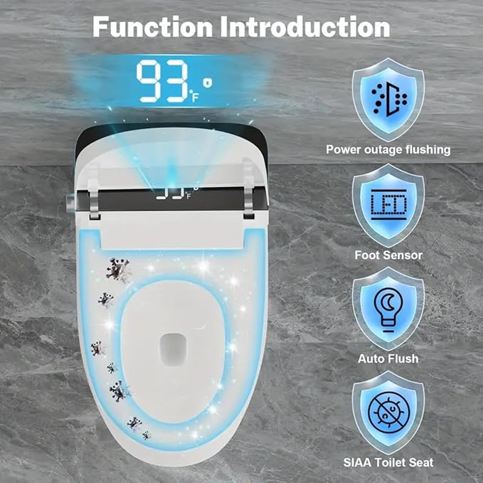Smart Toilet with Elongated Heated Seat, Auto Flush, Manual Soft-Close Seat &