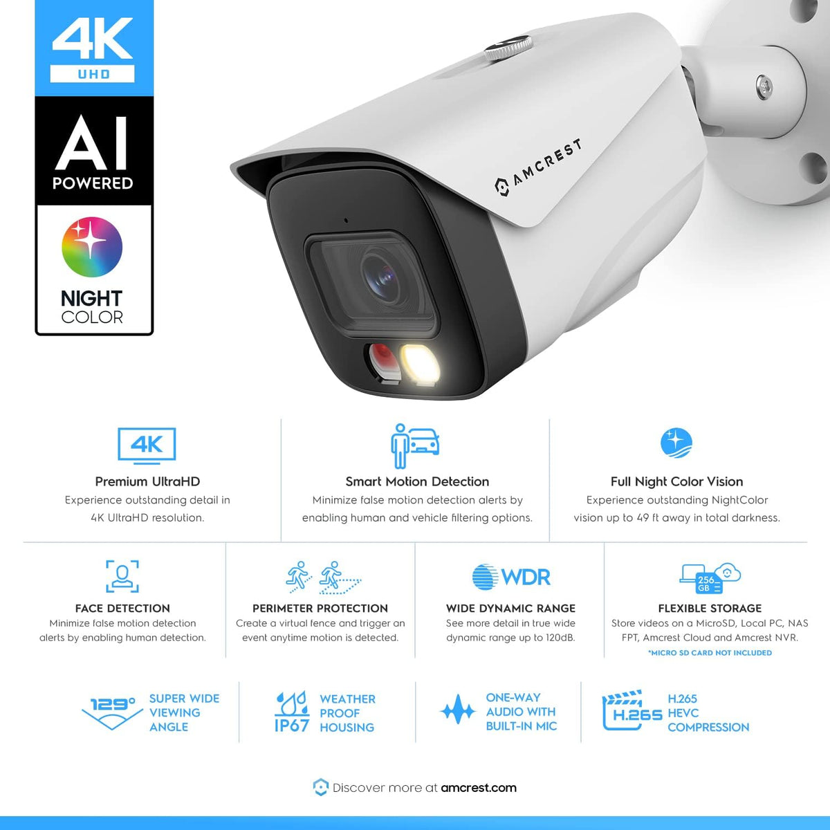 amcrest ultrahd 4k (8mp) ip poe ai camera shown in use