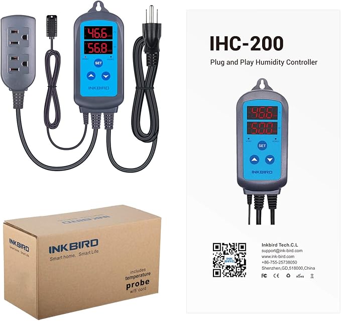 Inkbird Humidity Controller IHC200 Humidistat Mushroom Greenhouse Pre Wired