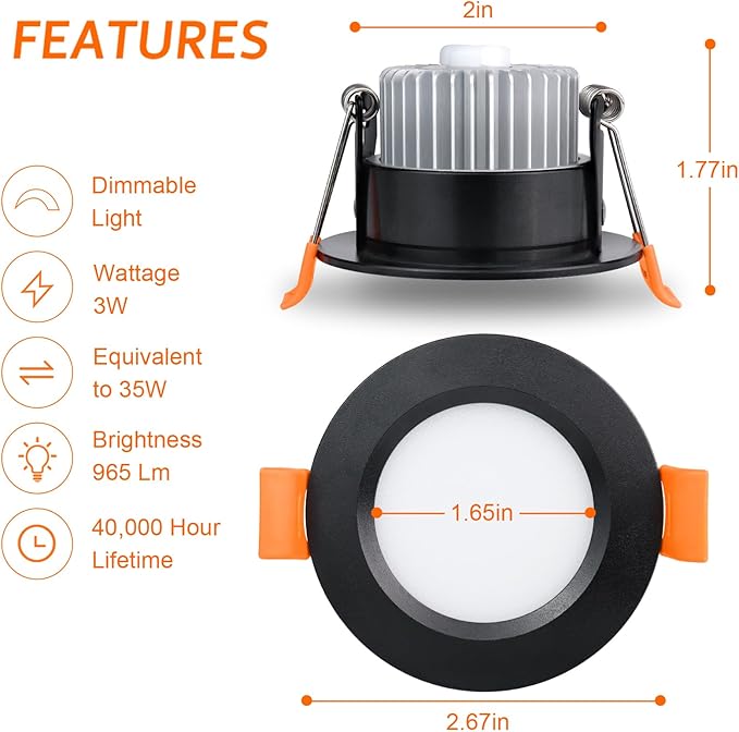 inShareplus 2 Inch LED Recessed Lighting, 5000K Daylight White, Recessed Light (10 Pack)