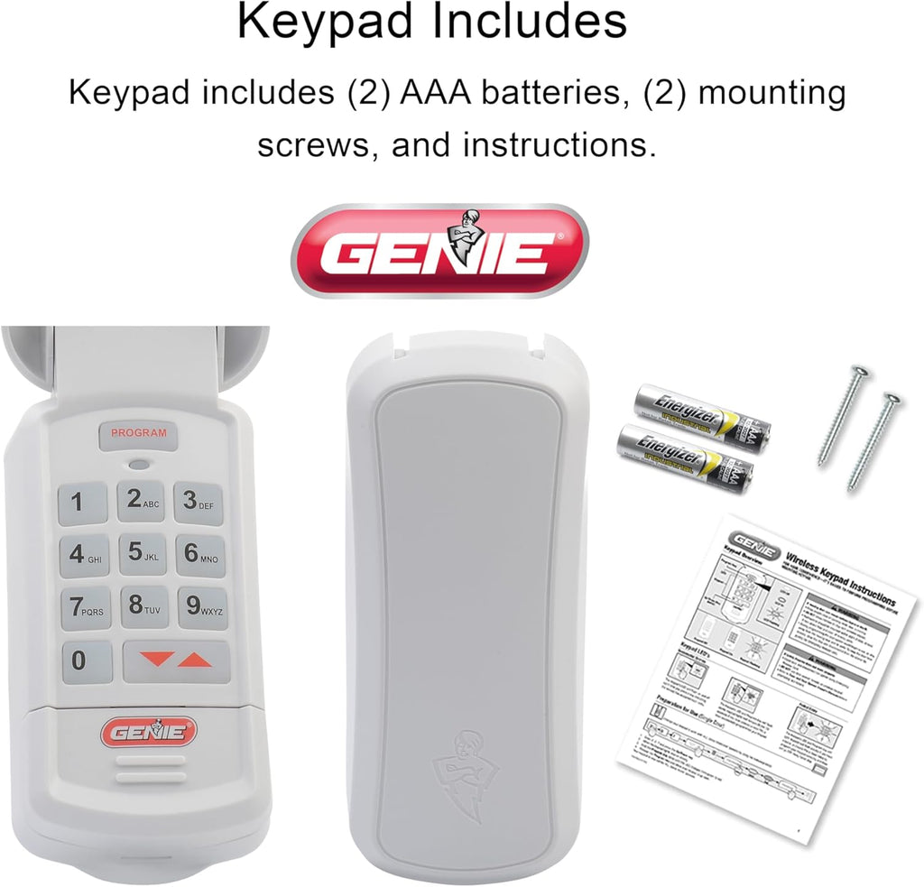 genie garage door opener wireless keyless keypad, package contents