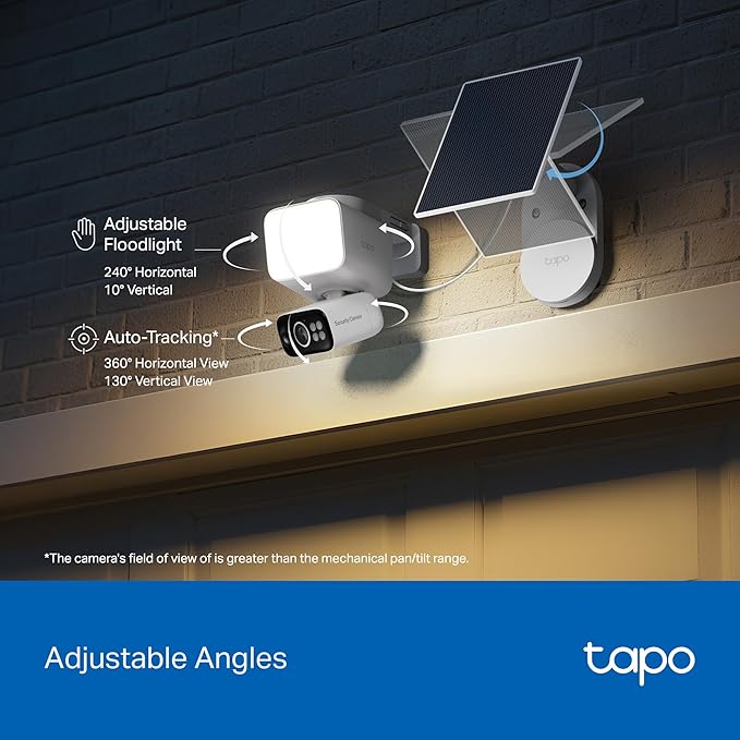 Tapo 2K Dimmable Floodlight Security Camera Outdoor Wireless w/Solar Panel
