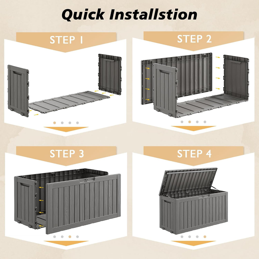 fancyango 90 gallon large outdoor storage deck box, package contents